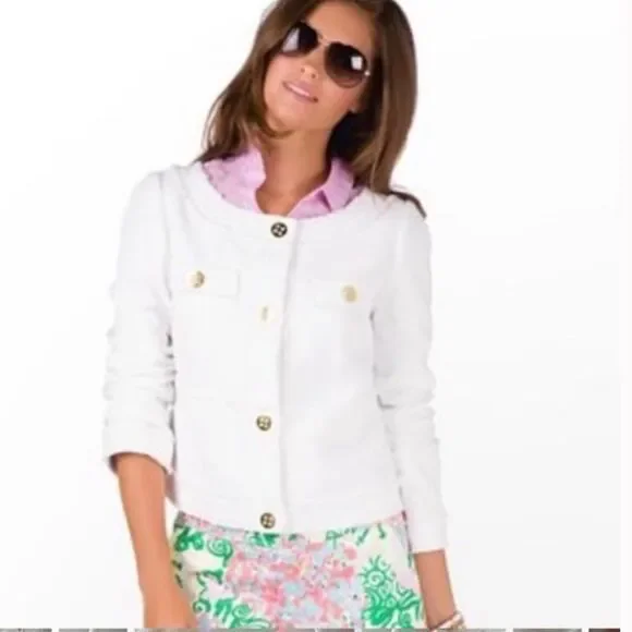 Lilly Pulitzer Millie Fringe Linen Blend Button Up Jacket - Picture 1 of 7